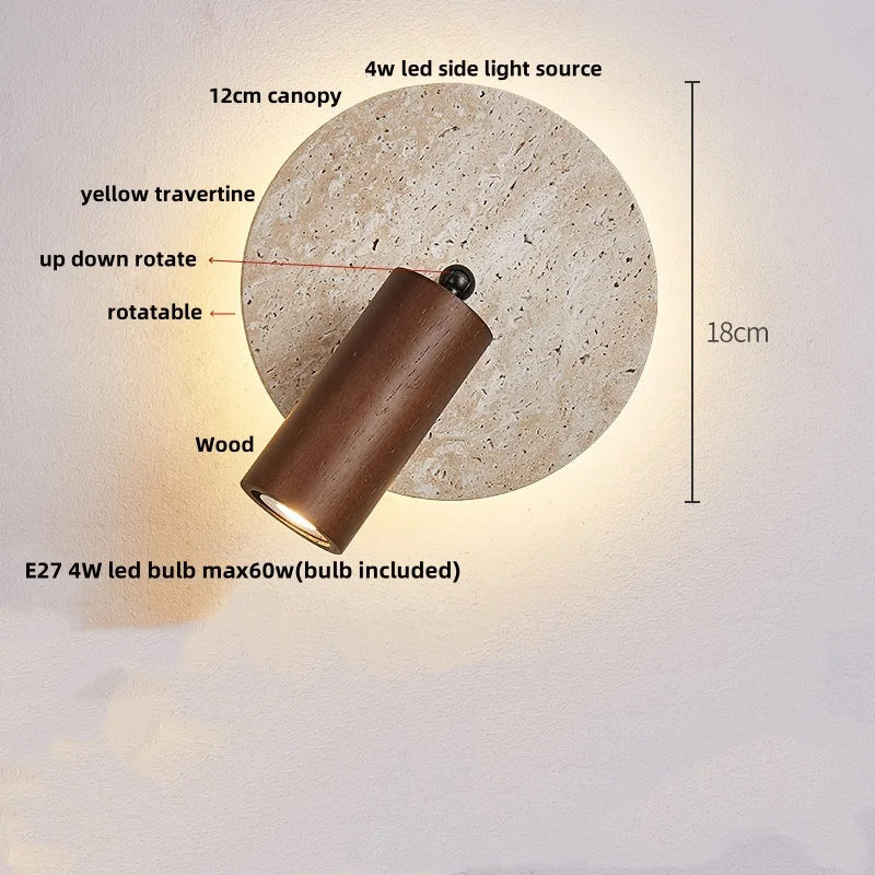 DecorBites™ Yellow Travertine LED Wall Sconce with Nordic Modern Glass Design