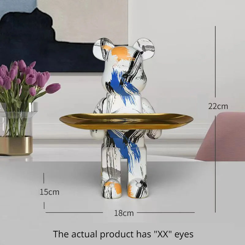 DecorBites™ Bear Figurine Sculpture Modern Room Decor Table Statue Keys Storage Shelf