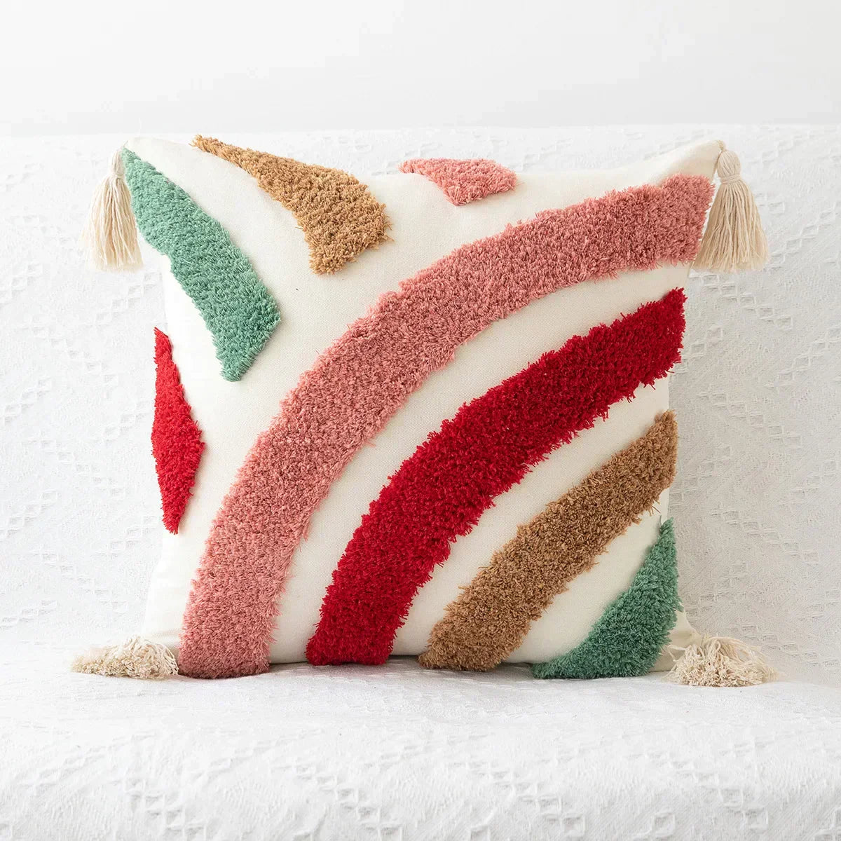 DecorBites™ Boho Geometric Tufted Cushion Cover Cotton Canvas Pillow Covers