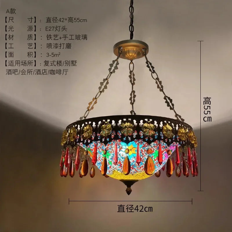 DecorBites™ Bohemian Exotic Stained Glass Pendant Lights for Home Decor and Hospitality