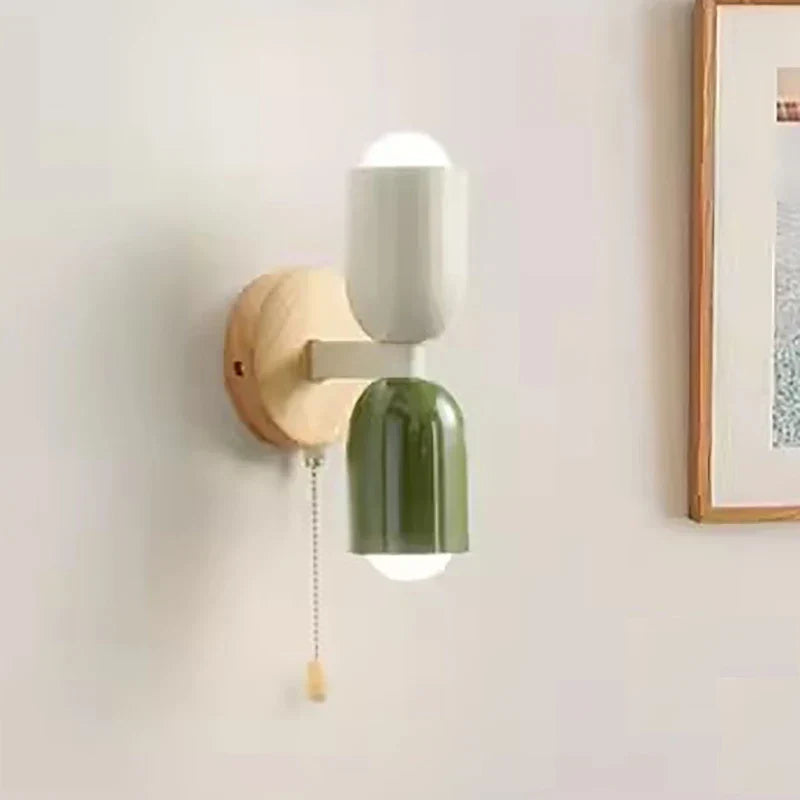 DecorBites™ Cream Zipper Nordic Wooden Wall Lamp: Minimalist Indoor Lighting for Bedroom and Living Room