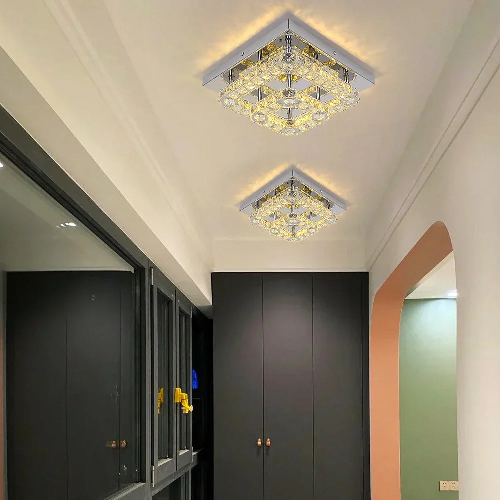 DecorBites™ Crystal LED Square Chandelier Ceiling Lamp for Bedroom Living Room Home Decor