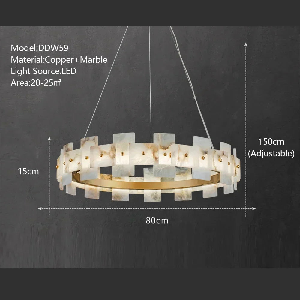 DecorBites™ LED Marble Chandelier: Modern Lighting for Living Room, Bedroom, or Restaurant.