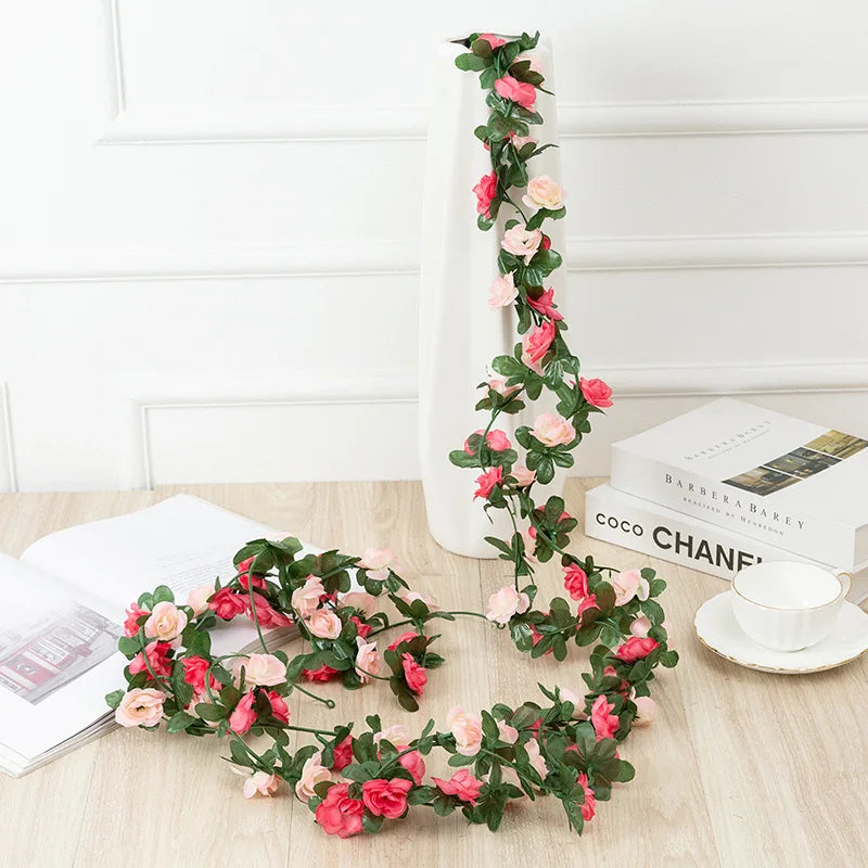 DecorBites™ 250cm Rose Flowers Vine Garland Autumn Cane Backdrop Decor