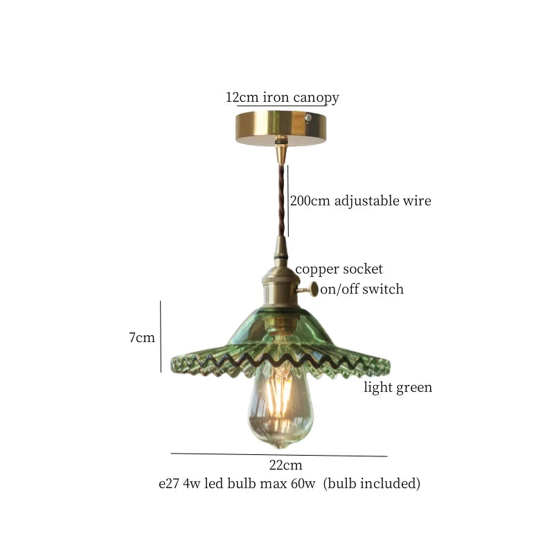 DecorBites™ Brass Amber Glass LED Pendant Light for Restaurant Bedside Kitchen Loft Bar