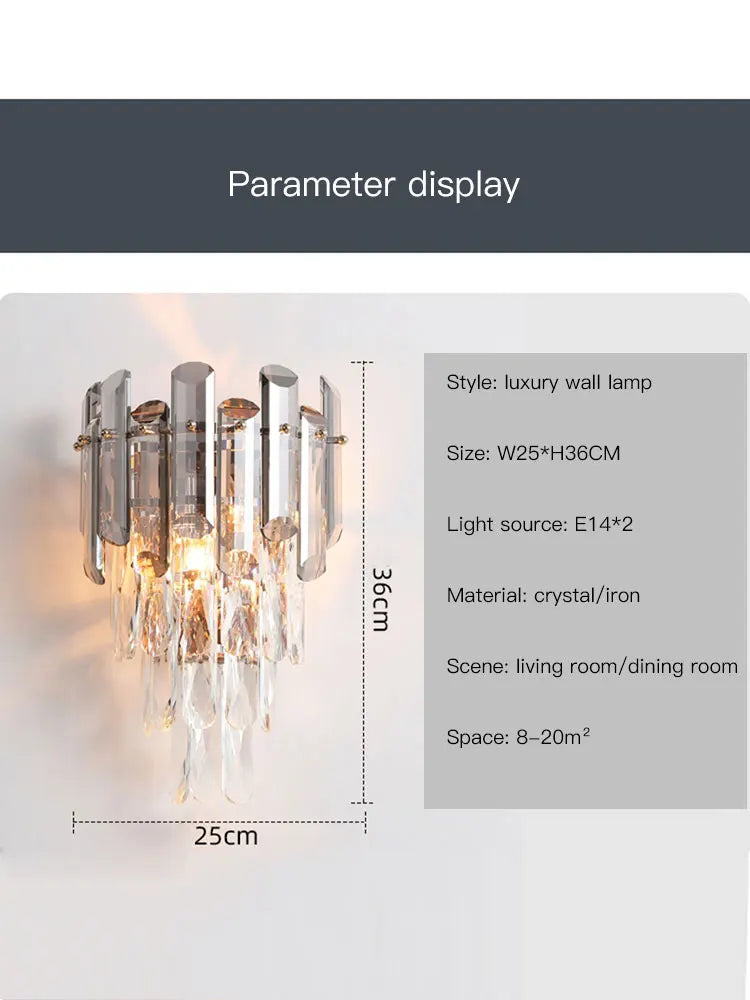 DecorBites™ Crystal Gold LED Wall Sconce - Modern Luxury Wall Lamp for Living Room Bedroom Stairs