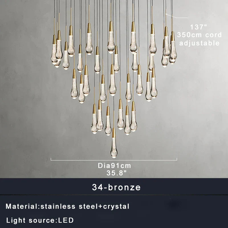DecorBites™ Crystal Ceiling Pendant Lights for Dining Room, Luxury Designer Foyer Decor Lighting