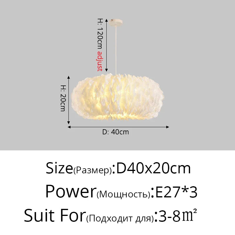 DecorBites™ Feather Decor LED Chandeliers for Living Room, Bedroom, Study & Children's Room