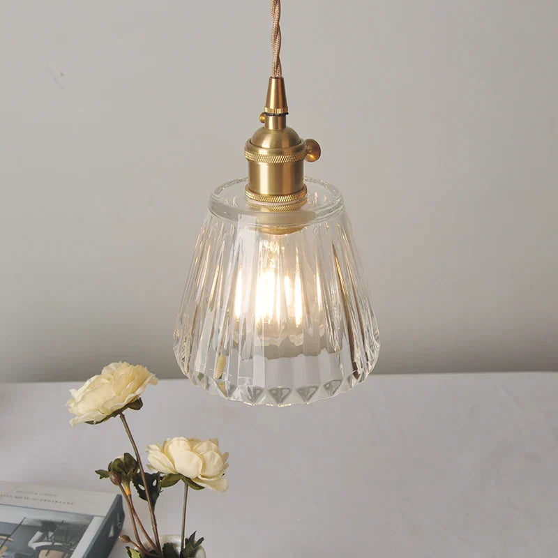 DecorBites™ Clear Glass LED Pendant Light Fixture Modern Copper Knob Switch Hang Lamp