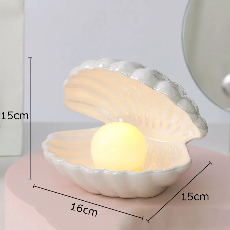 DecorBites™ Dream Pearl Ceramic Lamp Desk Decoration Modern Home Decor Ornaments Shell Storage Box