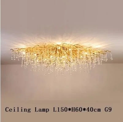 DecorBites™ Crystal LED Chandelier: Modern Light Luxury Water Drop Design for Home Decor