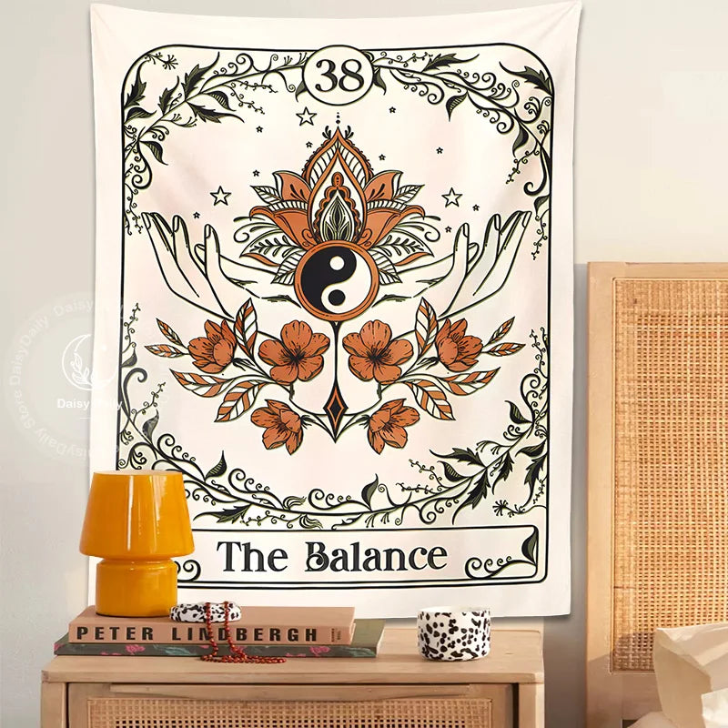 DecorBites™ Balance Tarot Tapestry Wall Hanging - Mystical Bohemian Sun Moon Decor