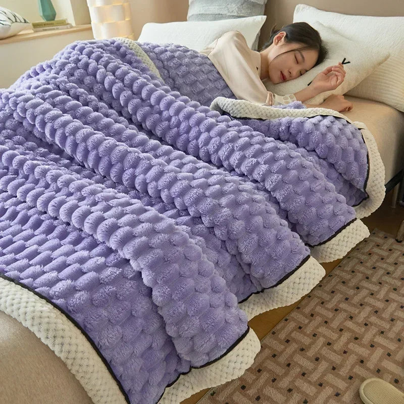 DecorBites™ Cozy Flannel Fleece Blanket for Warm Autumn Winter Sleep