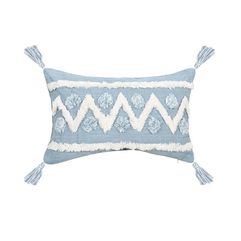 DecorBites™ Blue Geometric Tufted Long Waist Pillowcase Set, 30x100cm