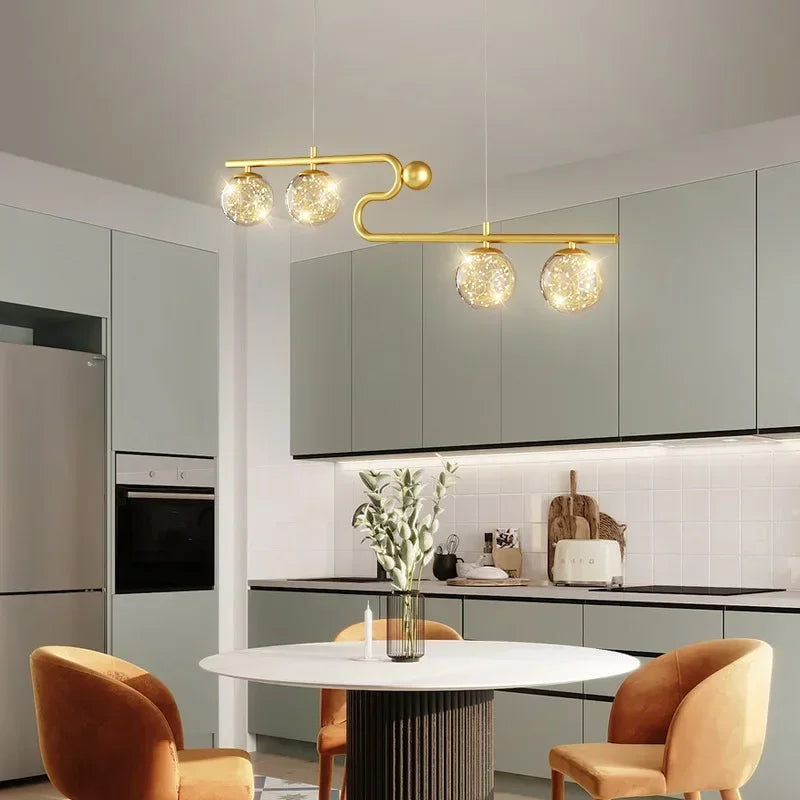DecorBites™ Glass Ball LED Chandelier Pendant for Dining Living Bedroom Kitchen