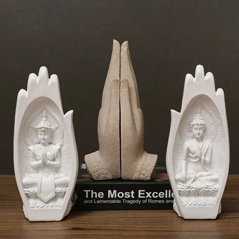 DecorBites™ Buddha Hands Sculptures Monk Figurine Tathagata Yoga Home Decoration Ornament