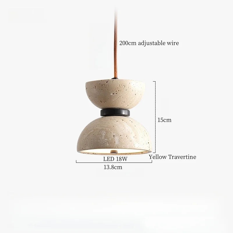 DecorBites™ LED Pendant Lamp Yellow Travertine Wood Nordic Minimalism Hanging Light