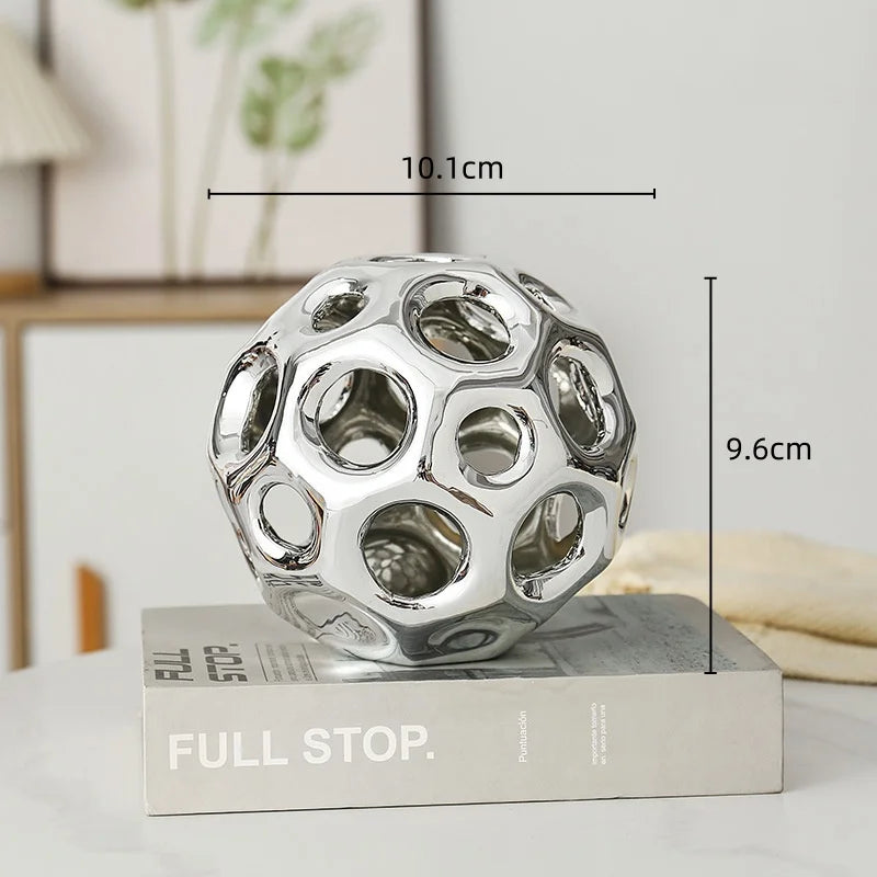 DecorBites™ Geometric Golden Hollow Abstract Sphere Sculpture Decor for Home