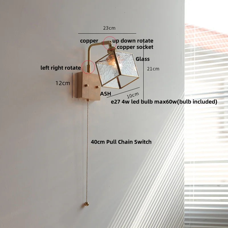 DecorBites™ Brass LED Wall Lights Modern Stair Light Fixture Blue Glass Bedside Lamp