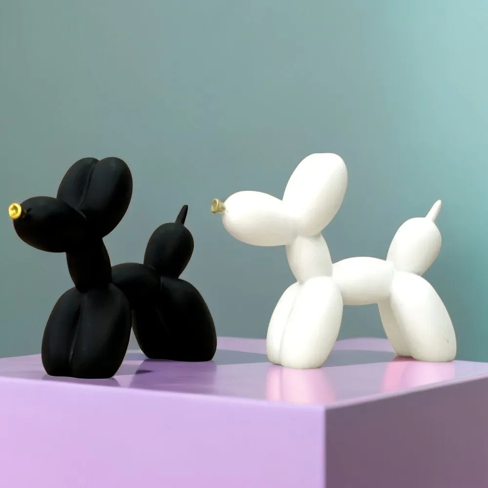 DecorBites™ Balloon Dog Sculpture Modern Decor Black White Pink Room Figurines