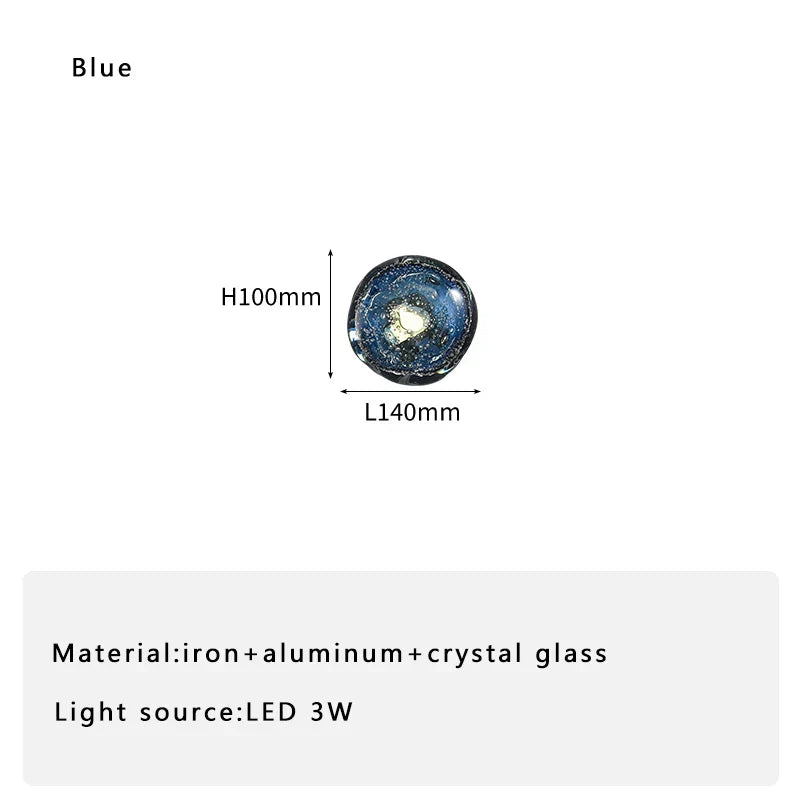 DecorBites™ Blue Crystal Glass Wall Lamp Luxury Light Fixture Bedside Aisle Glass Lamp