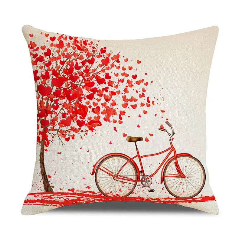 DecorBites™ Cartoon Cat Linen Pillowcase 45x45cm Couple Love Cushion Covers for Living Room