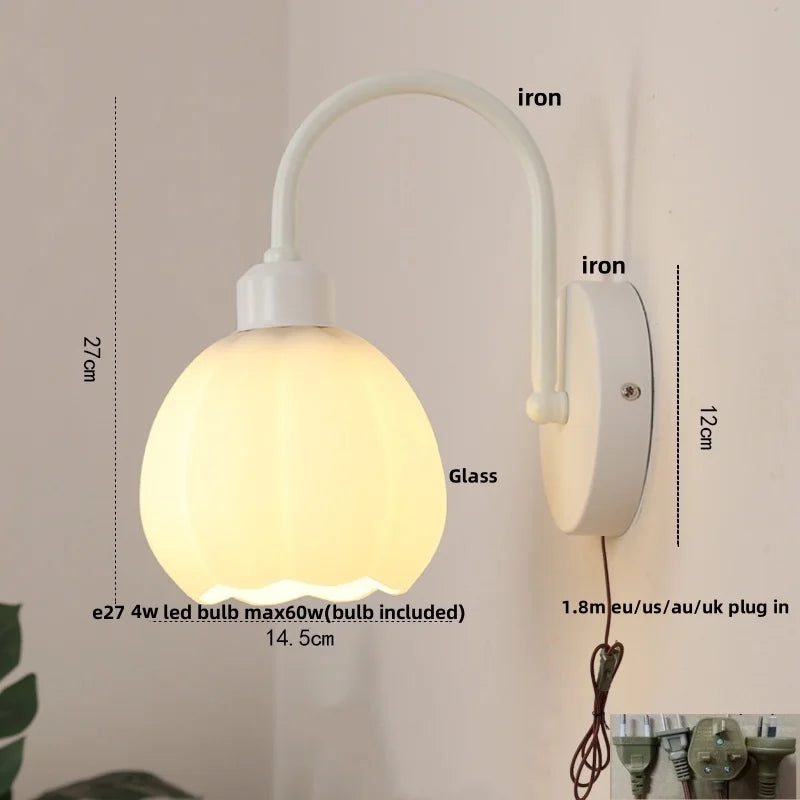 DecorBites™ LED Glass Wall Sconce Pull Chain Switch Modern Stair Light Fixtures