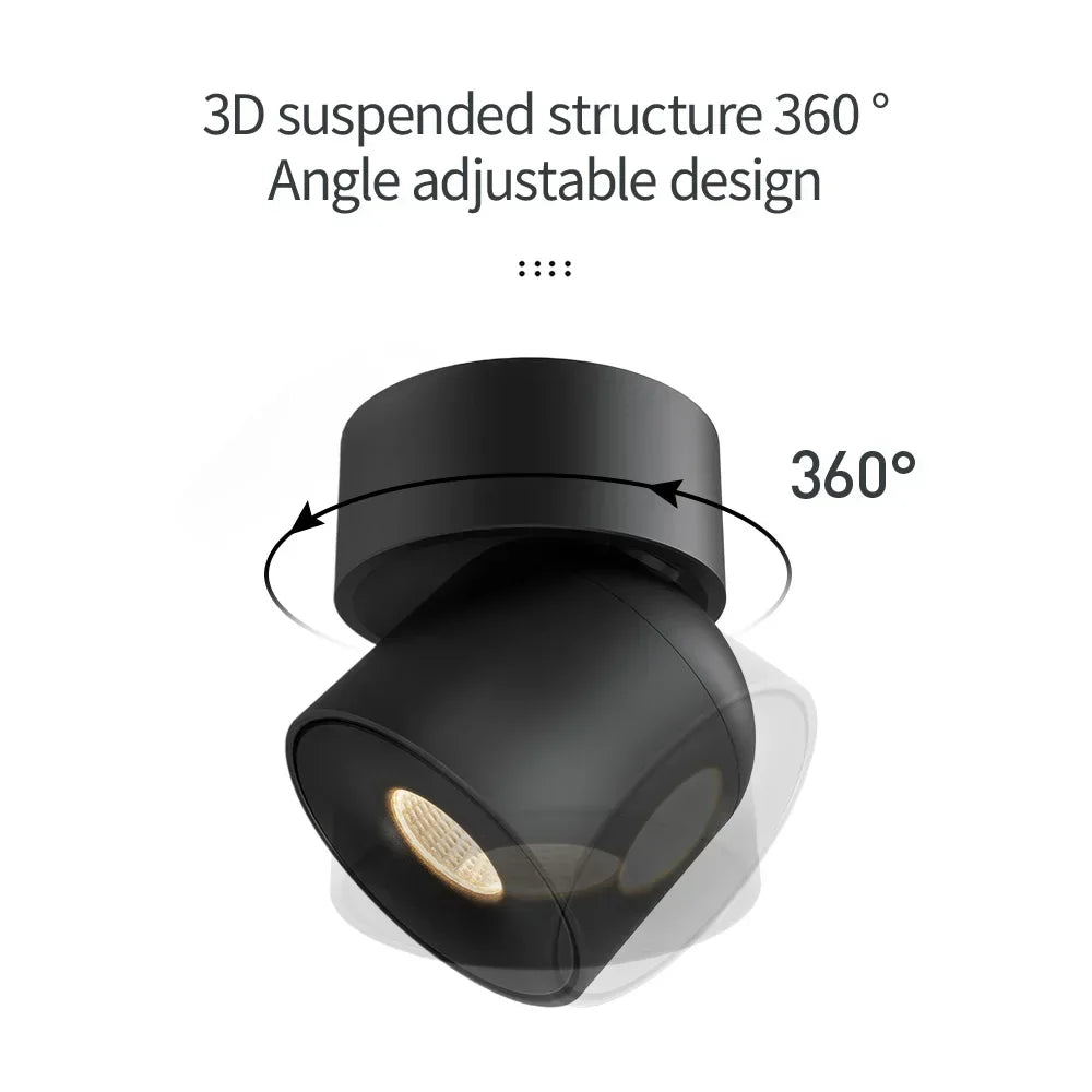 DecorBites™ 9W COB LED Ceiling Spotlight 360° Rotation Modern Surface Mounted Lamp