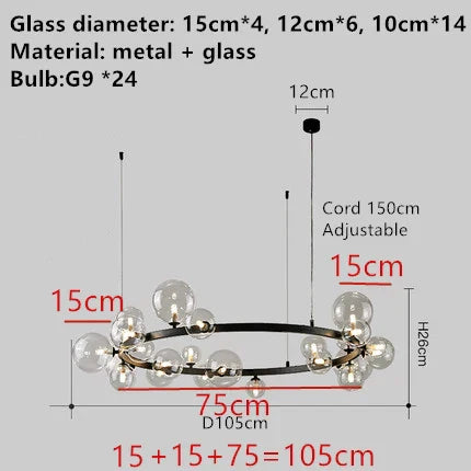DecorBites™ Branching Bubbles Chandelier in Black and Gold for Modern Dining Room