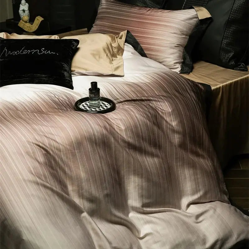 DecorBites™ Light Luxury Lyocell Cotton Bedding Set: Soft Silky Sleep Naked Duvet, Sheet & Pillowcases