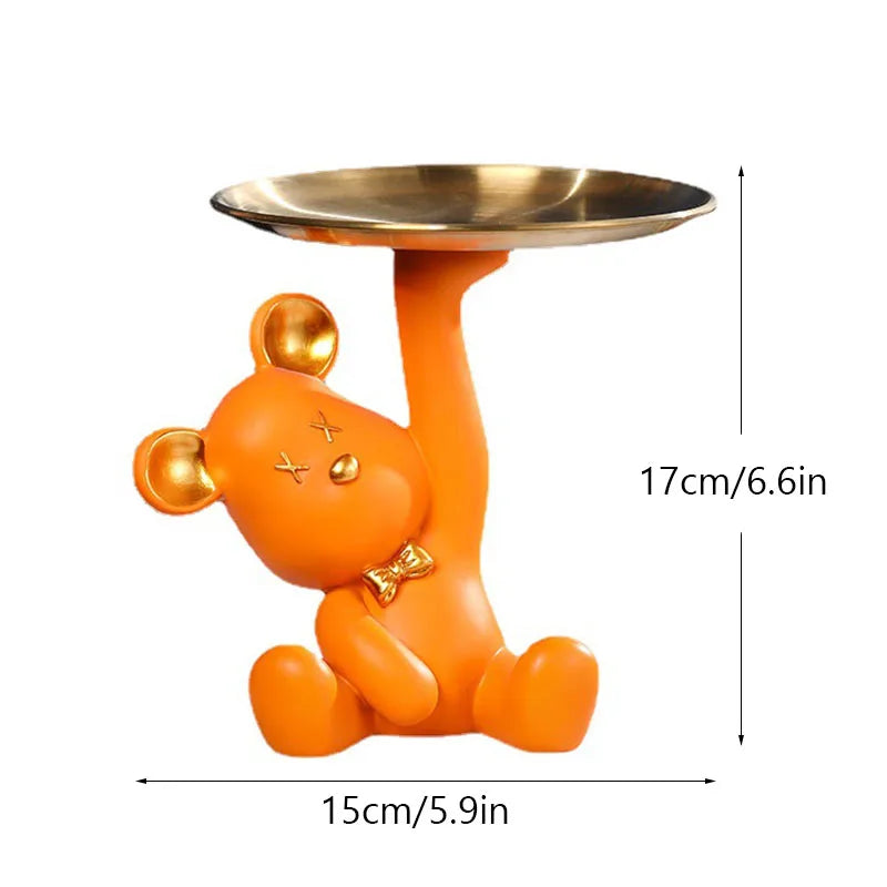 DecorBites™ Bear House Entry Tray Keys Receiver Storage Figurines