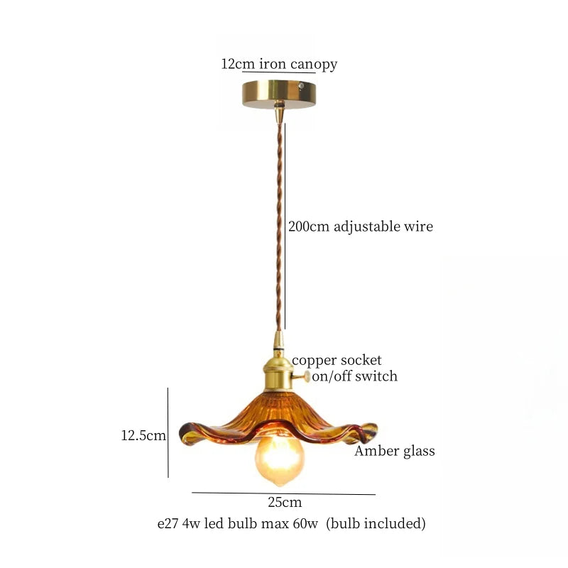 DecorBites™ Lotus Leaf Glass LED Pendant Light - Japanese Style Loft Bar Living Dining Bedroom