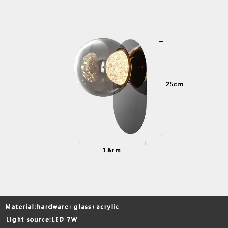 DecorBites™ Gray Glass Wall Lights: Modern Luxury Home Decor Fixture for Living Room