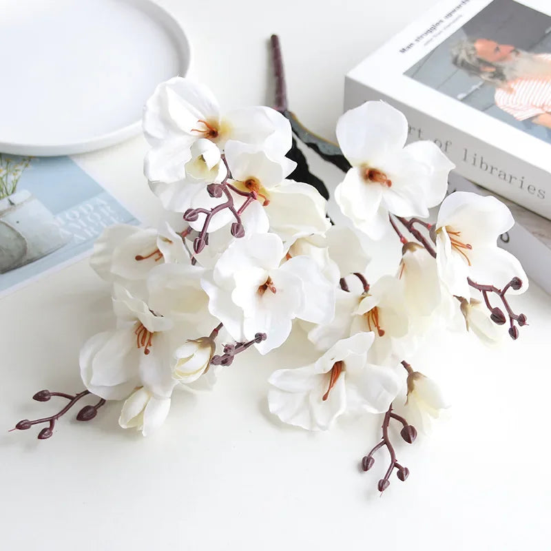DecorBites™ Artificial Orchid Magnolia Bouquet for Wedding Home Decor and Easter, Living Room Fake Flower