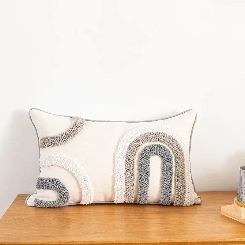 DecorBites™ Boho Style Grey Abstract Cushion Cover for Home Decoration