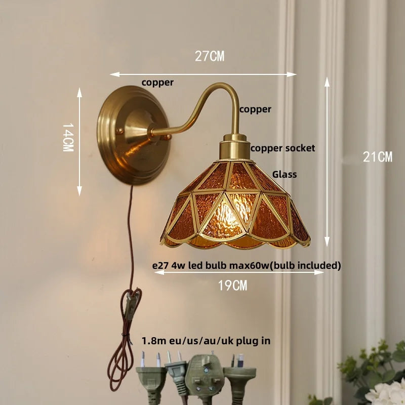 DecorBites™ Glass Brass Wall Sconce LED Light Fixture for Dining Living Room