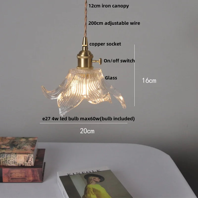 DecorBites™ Glass Copper LED Pendant Lamp with Wire Adjustment & Knob Switch