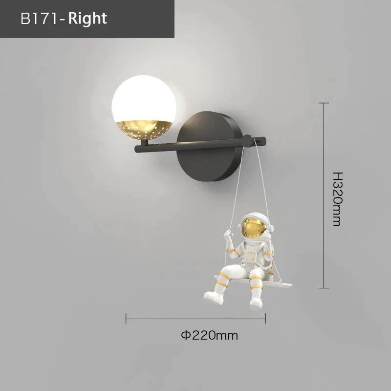 DecorBites™ Kids Astronaut Wall Lamp: Modern Space Theme Bedroom Light Fixture