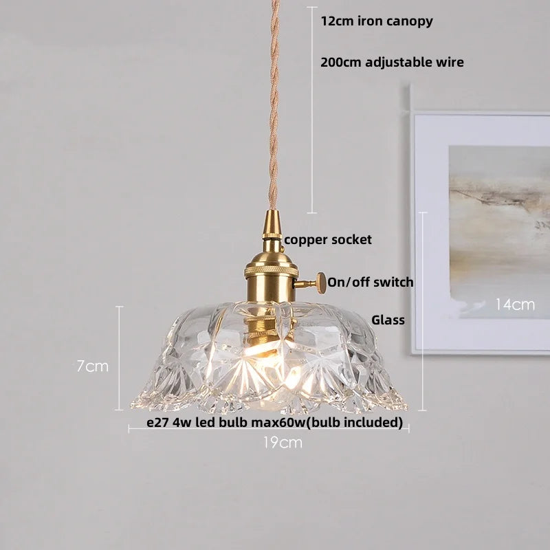 DecorBites™ Brass Glass LED Pendant Lights: Modern Nordic Hanging Lamp for Home Decor
