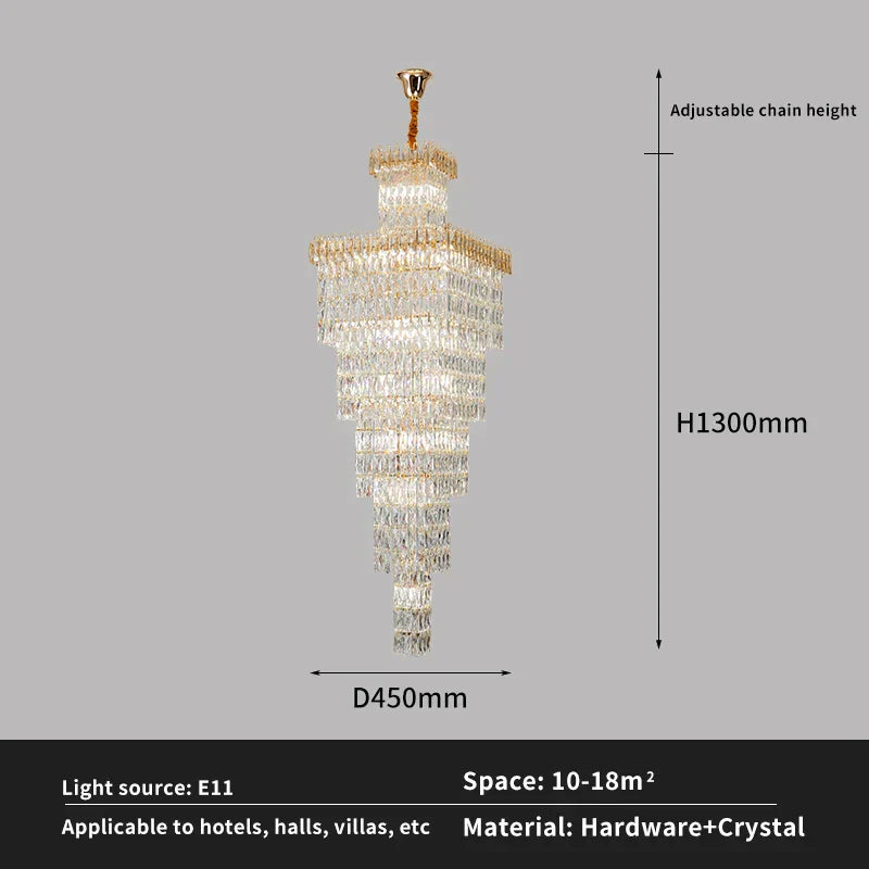 DecorBites™ Crystal Luxe Living Room Chandelier - Modern & Elegant Hall Staircase Lighting