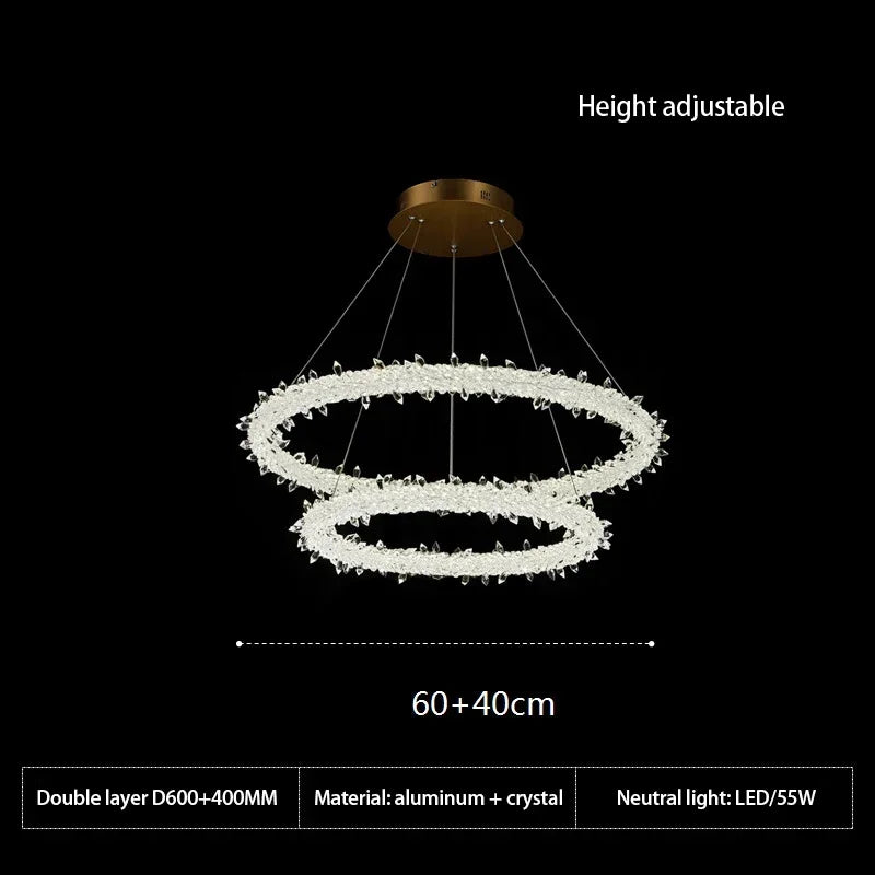 DecorBites™ Crystal Flower LED Chandelier: Elegant Round Pendant Light for Dining & Living Room