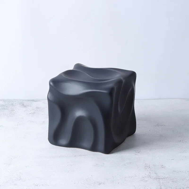 DecorBites™ Gold Ceramic Geometric Irregular Fold Pattern Decorative Figurine