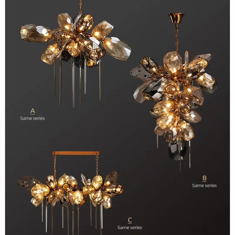 DecorBites™ Crystal Duplex Chandelier - Modern Designer Living Room Lighting