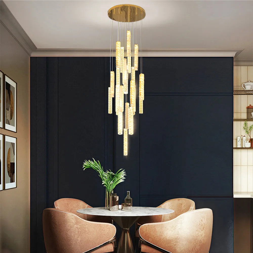 DecorBites™ Large Crystal Luxury Chandelier for Living Room Dining Hall Stair Suspension
