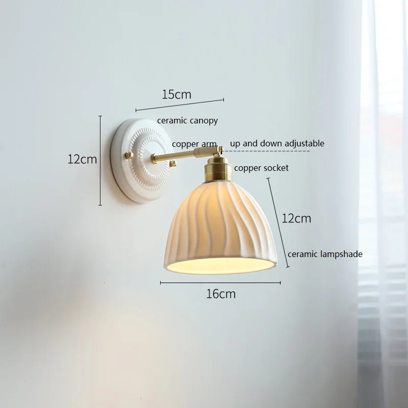 DecorBites™ Ceramic Wall Lamp with Pull Chain Switch & Copper Arm, Nordic Modern LED Fixtures