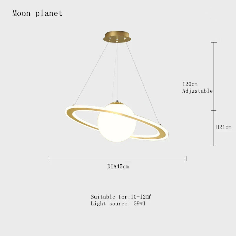 DecorBites™ Astronaut Ball LED Light: Modern Boys Room Decor, Acrylic Planet Earth Pendant