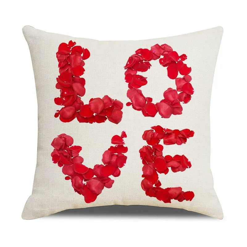 DecorBites™ Cartoon Cat Linen Pillowcase 45x45cm Couple Love Cushion Covers for Living Room