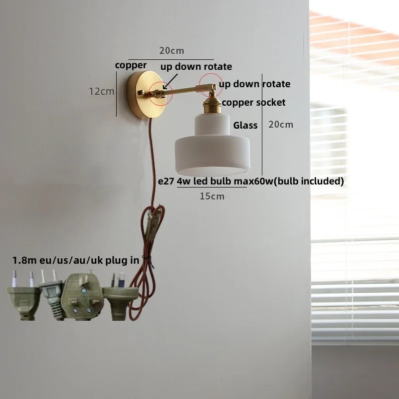DecorBites™ LED Glass Wall Light Fixture Up Down Rotate Modern Living Room Bar