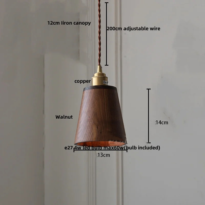 DecorBites™ Clear Glass Walnut Wood LED Pendant Lamp - Nordic Modern Hanging Lights