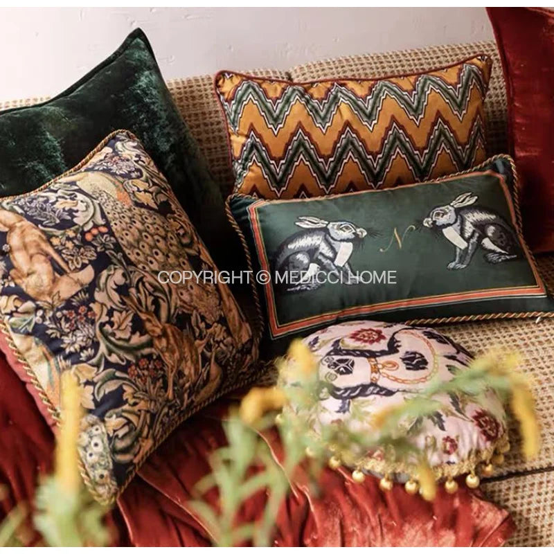 DecorBites™ Cat Print Velvet Throw Pillow Case Luxury Cushion Hand Made